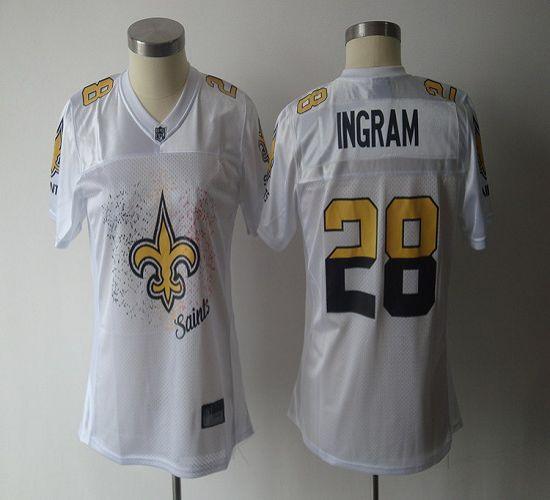 Saints #28 Mark Ingram White 2011 Women's Fem Fan Stitched NFL Jersey - Click Image to Close
